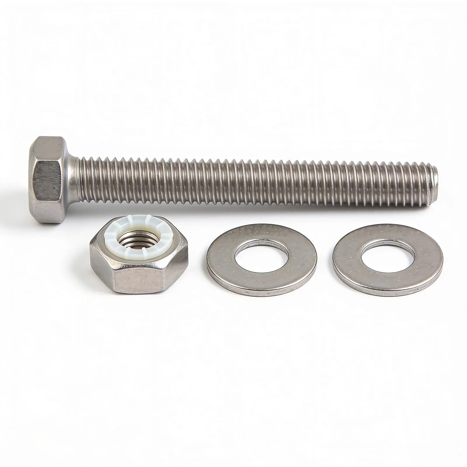 Fell Marine Bolt Set M8 × 80 — A4 stainless, bolt + nut + two washers — box of 20 sets