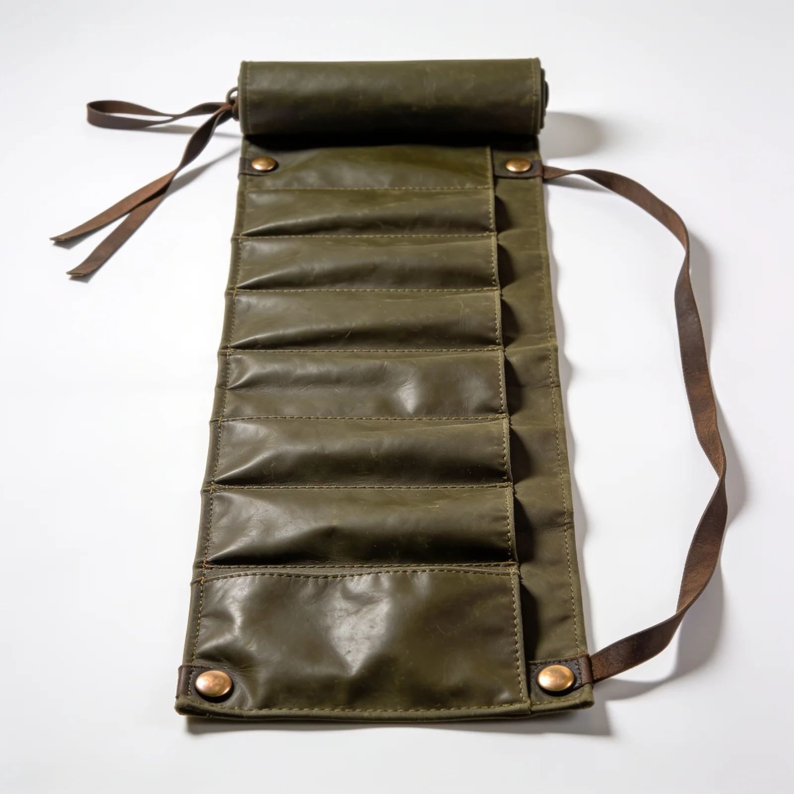 Fell Tool Roll — Waxed canvas, eight pockets, leather ties